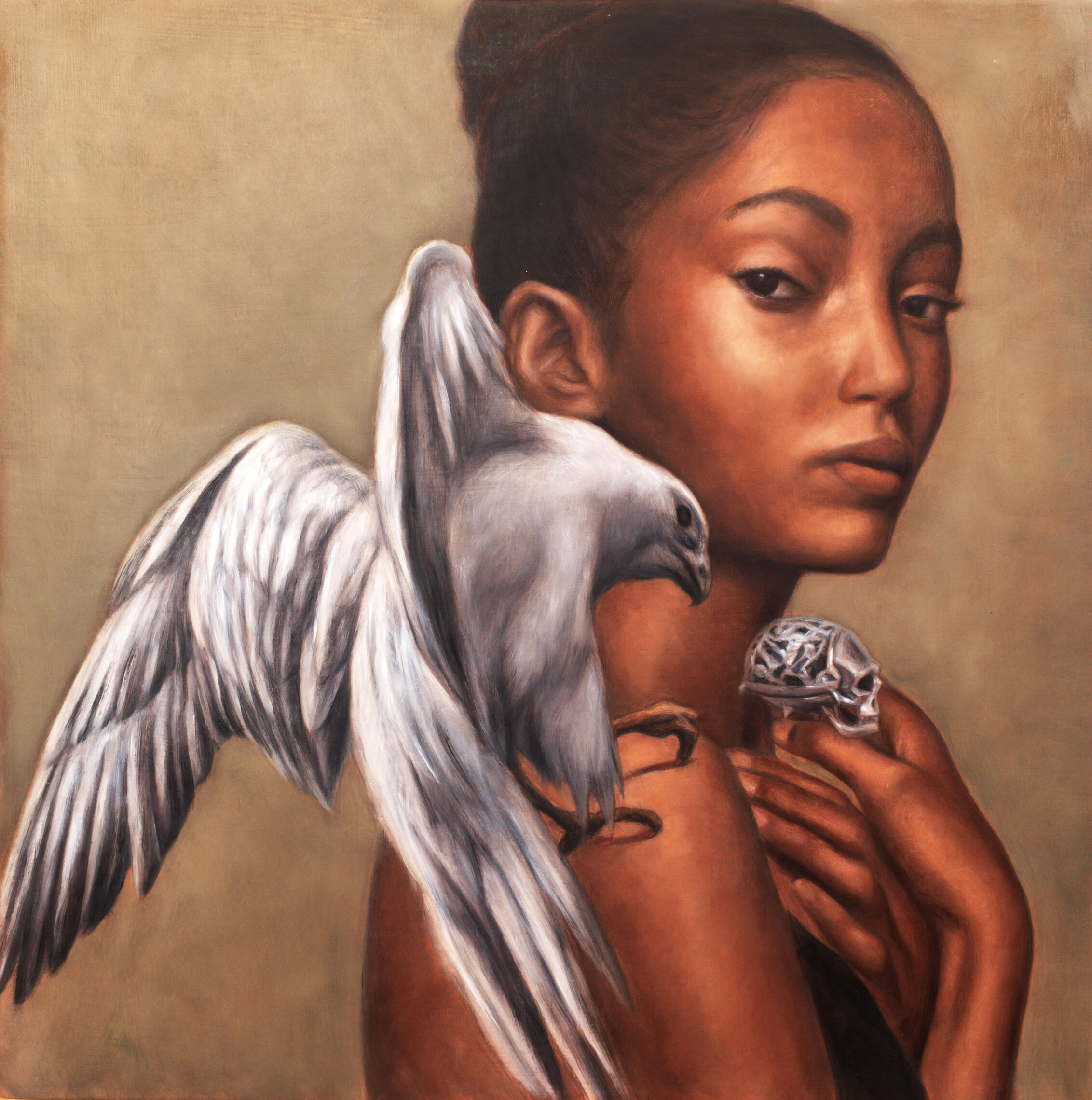 &quot;The Falconer&quot;, 16 x 16 inches, Oil on canvas