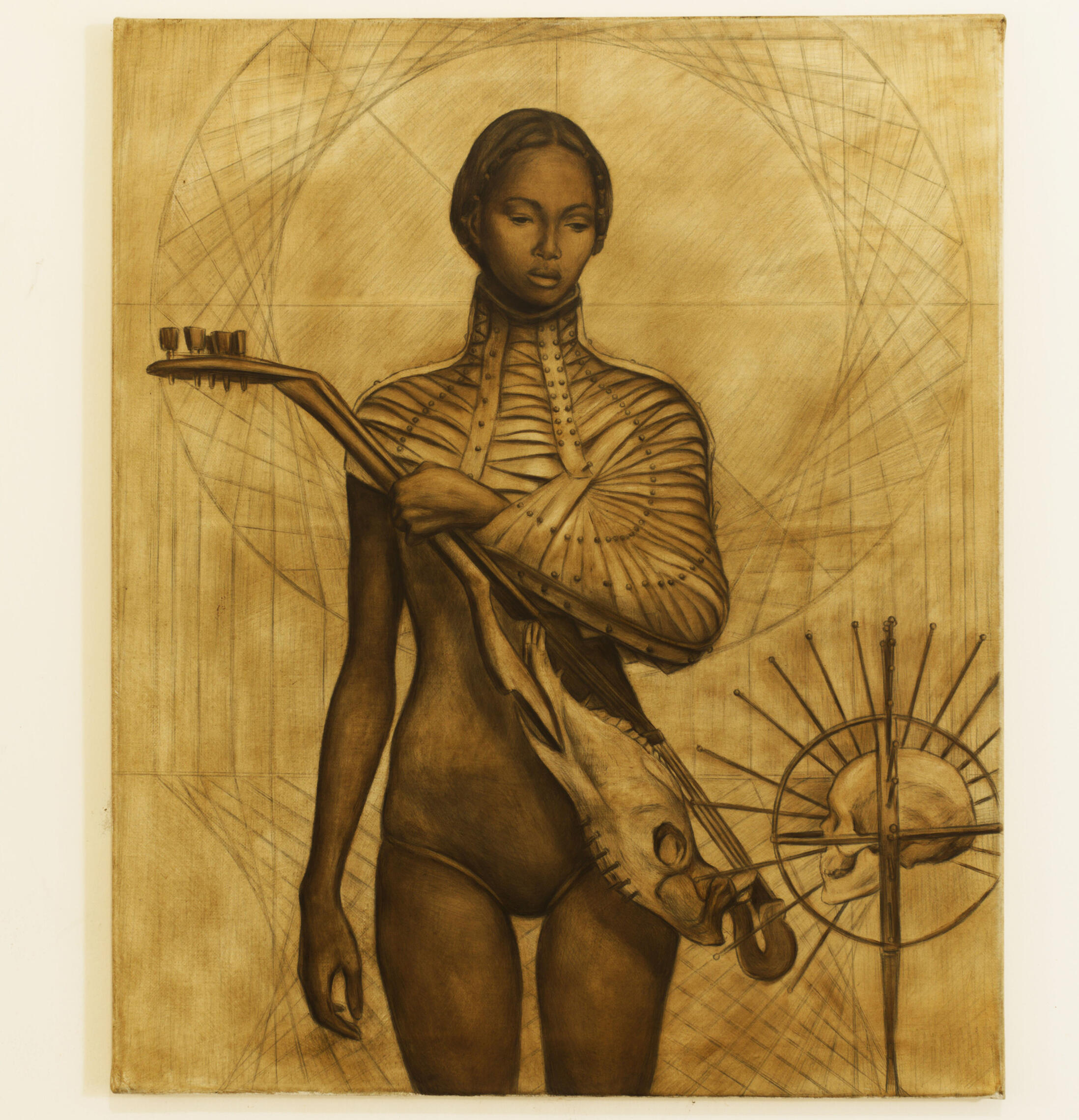 "Figure with Instrument", 20 x 24 inches, oil on canvas.